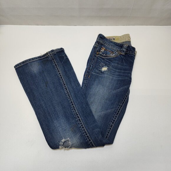 MEK DNM Frisco Bootcut Distressed Denim Jeans W25 x 32L Handcrafted Cotton Blend - Picture 5 of 10